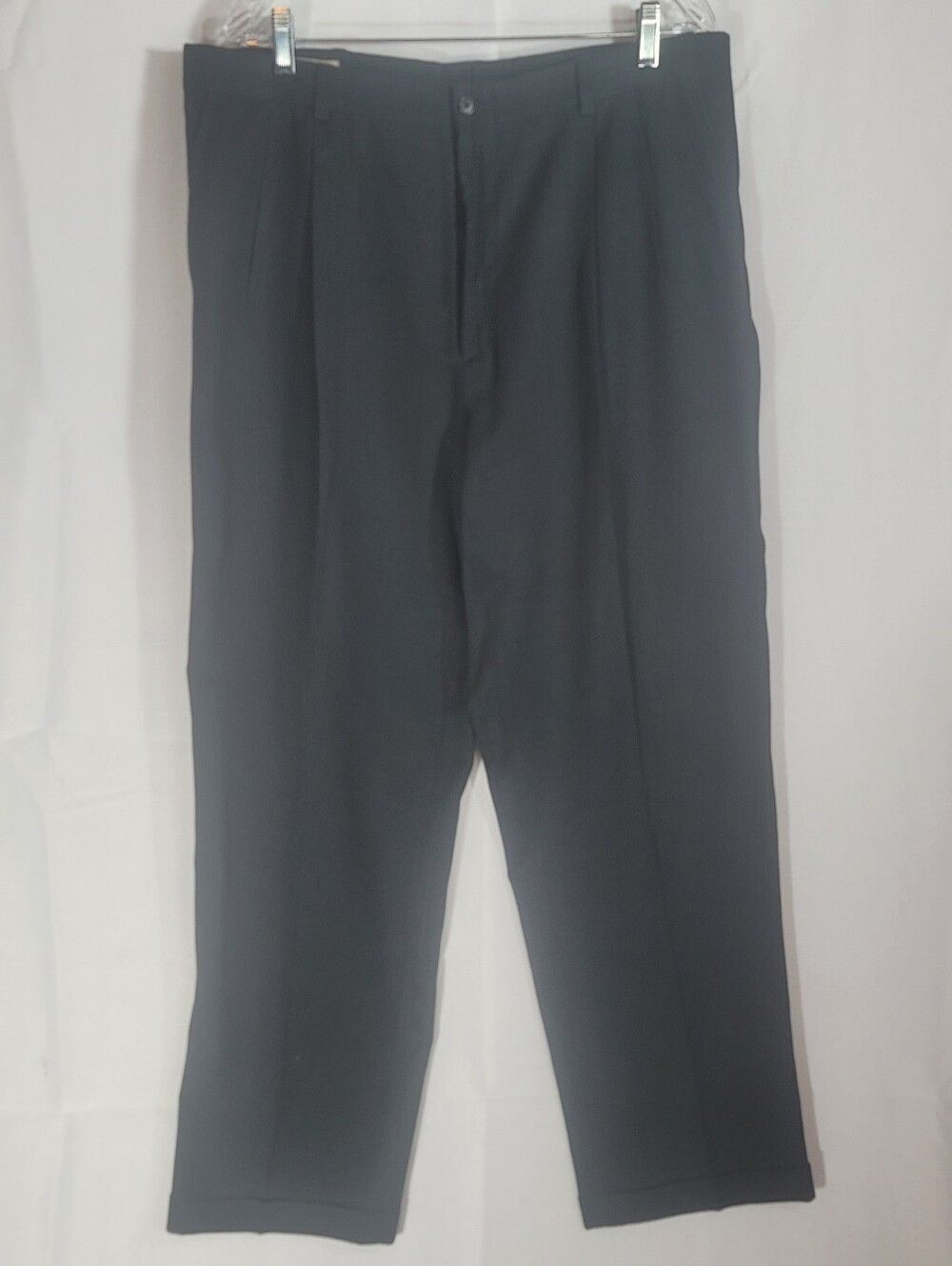 Cherokee Men’s Navy Blue Pleated Front Dress Pants Cuffed Legs Khaki Style 38x32